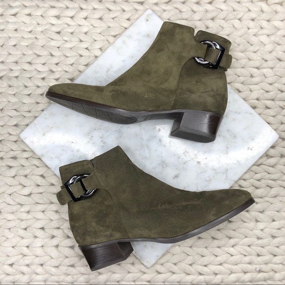 Aquatalia Shoes - Aquatalia Fara Olive Green Suede Ankle Boots
